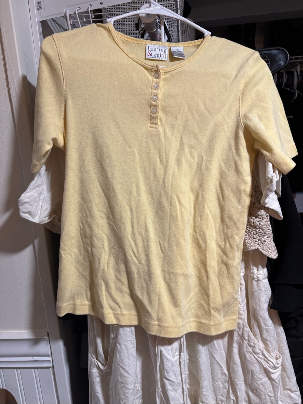 Women's Pale Yellow Short-Sleeve Henley Top